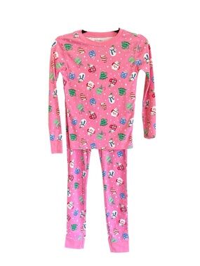 Old Navy Pink Holiday Print Kids Pajama Set